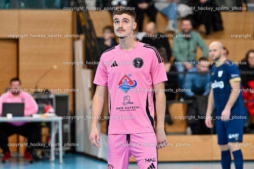 Carinthia Flamengo Futsal Club vs. Futsal Klagenfurt | #2 Faris Buljubasic Carinthia Flamengo, Carinthia Flamengo Futsal Club vs. Futsal Klagenfurt, Carinthia Flamengo Futsal Club vs. Futsal Klagenfurt am 01.12.2024 in Klagenfurt (Ballspielhalle Viktring), Austria, (Photo by Bernd Stefan)