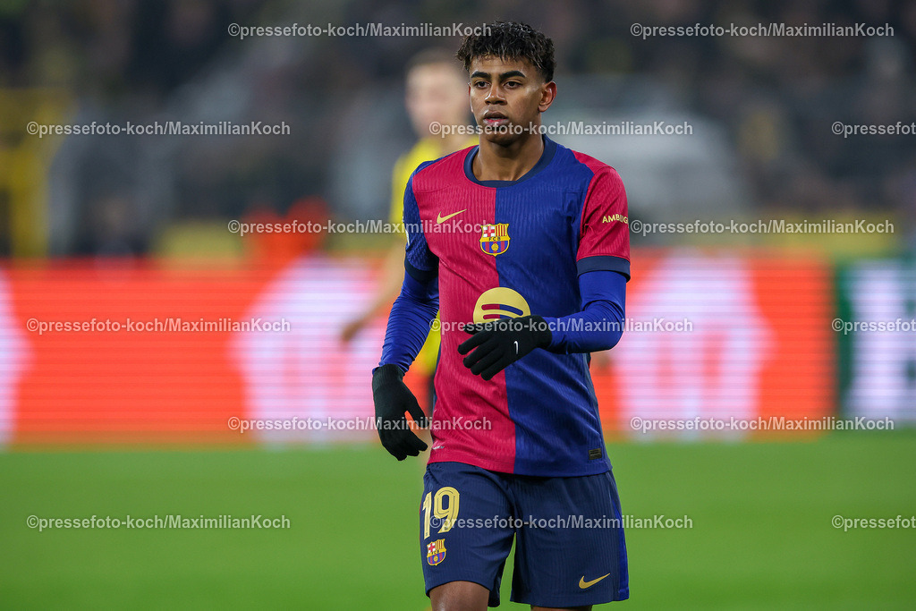 UCL11122401035 | 11.12.2024, UEFA Champions League, Borussia Dortmund - FC Barcelona, 8. Spieltag, Signal Iduna Park, Saison 2024 2025: Lamine Yamal (Barca #19)
