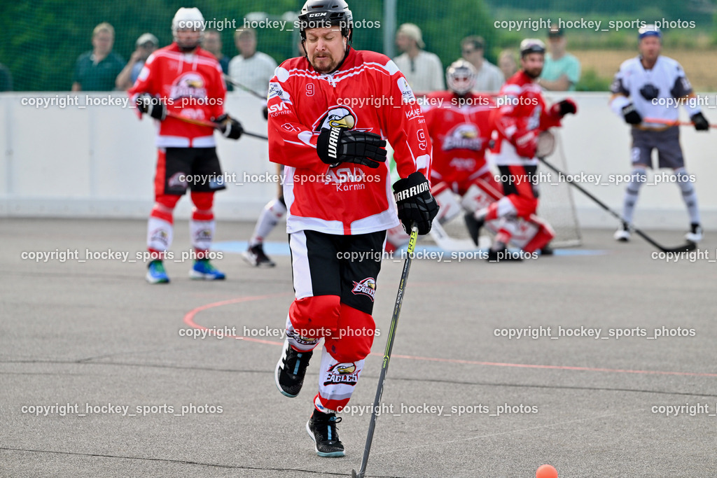 VAS Ballhockey vs. HSC Eagles Poggersdorf | #9 Götzhaber Daniel, VAS Ballhockey vs. HSC Eagles Poggersdorf, VAS Ballhockey vs. HSC Eagles Poggersdorf am 14.07.2024 in Villach (Alpen Arena ), Austria, (Photo by Bernd Stefan)