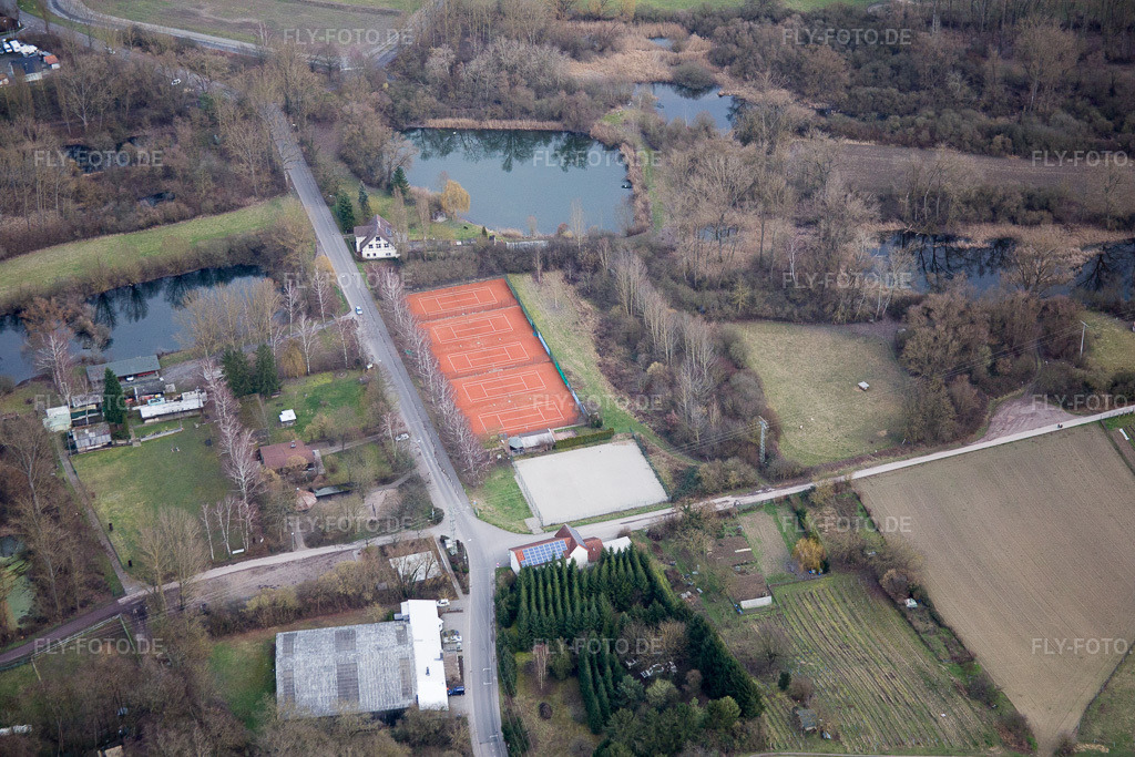 Luftbild: TC Römerberg im Ortsteil Heiligenstein in Römerberg im Bundesland Rheinland-Pfalz in Deutschland. Foto: IMG_086089.jpg vom 12.02.2016 durch Werner Riehm/FLY-FOTO.de