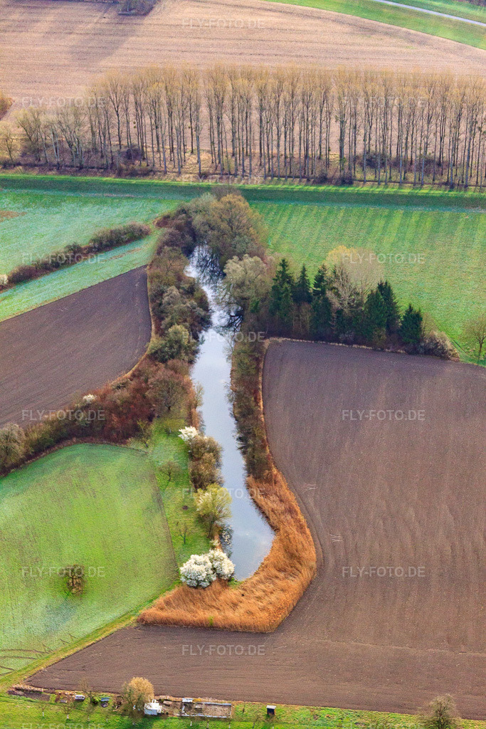Luftbild: Wassergraben im Ortsteil Maximiliansau in Wörth im Bundesland Rheinland-Pfalz in Deutschland. Foto: IMG_25459.jpg vom 02.04.2010 durch Werner Riehm/FLY-FOTO.de