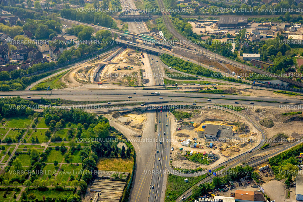 Herne240500281 | Luftbild, Autobahnkreuz Herne Großbaustelle mit Tunnel Neubau, Autobahn A43 und Autobahn A42, Baukau-West, Herne, Ruhrgebiet, Nordrhein-Westfalen, Deutschland