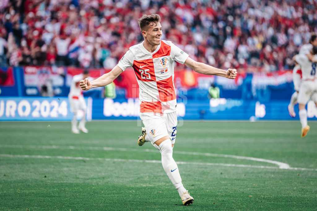 Fußball | Herren | UEFA-Fußball-Europameisterschaft 2024 | Gruppe B | Kroatien vs. Albanien | 19.06.2024 | Torjubel Luka Susic (#25, Kroatien)