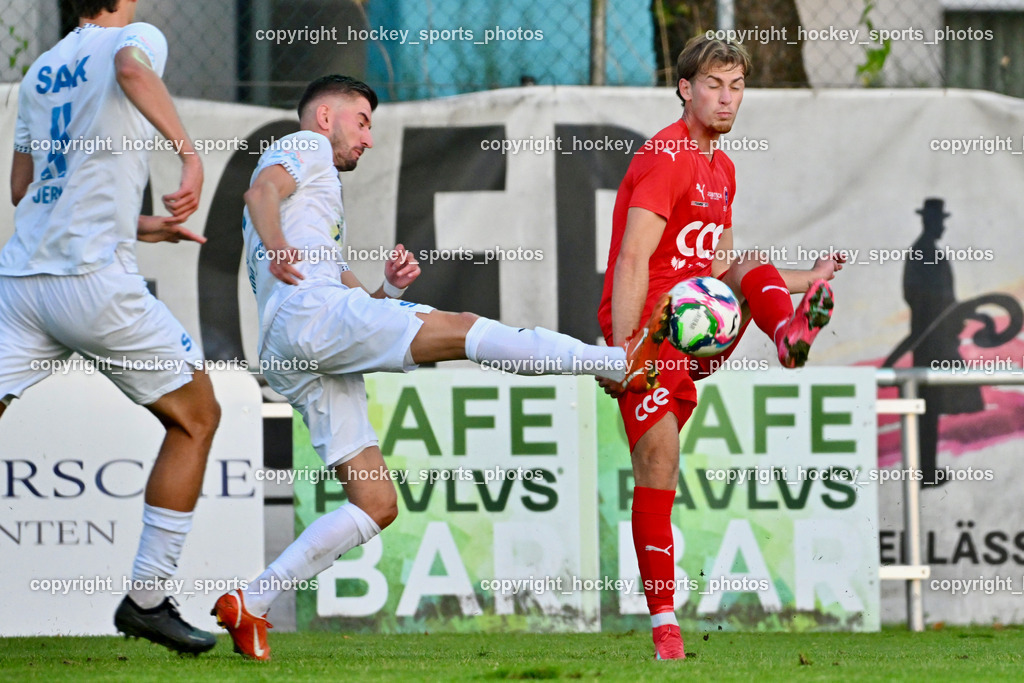 SAK vs. SC St. Veit | #7 Hrvoje Jakovljevic SAK, #8 Fabian Johann Stornig SC St. Veit, SAK vs. SC St. Veit, SAK vs. SC St. Veit am 19.09.2025 in Klagenfurt (Sportpark Welzenegg), Austria, (Photo by Bernd Stefan)
