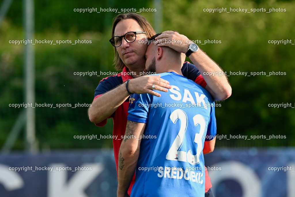 SAK Klagenfurt vs. SVG Bleiburg | Headcoach SAK Richard Huber, #23 Kristian Sredojevic SAK, SAK Klagenfurt vs. SVG Bleiburg, SAK Klagenfurt vs. SVG Bleiburg am 11.05.2024 in Klagenfurt (Sportpark Welzenegg), Austria, (Photo by Bernd Stefan)