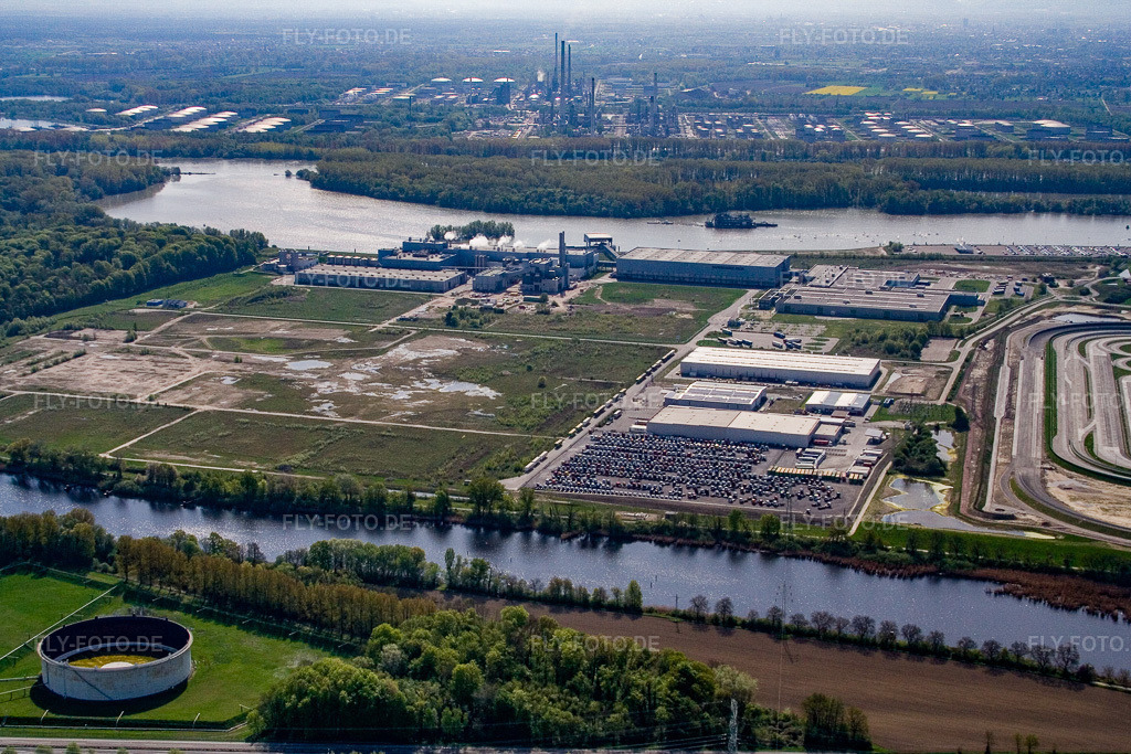 Luftbild: Industriegebiet Oberwald von Westen in Wörth am Rhein im Bundesland Rheinland-Pfalz in Deutschland. Foto: IMG_10494.jpg vom 27.04.2008 durch Werner Riehm/FLY-FOTO.de