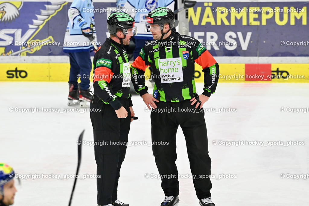 EC IDM WÄRMEPUMPEN VSV vs. EC KAC | Nikolic Manuel Referee,  Hornsky Tomas Referee, EC IDM WÄRMEPUMPEN VSV vs. EC KAC, EC IDM WÄRMEPUMPEN VSV vs. EC KAC am 02.02.2025 in Villach (Stadthalle Villach), Austria, (Photo by Bernd Stefan)