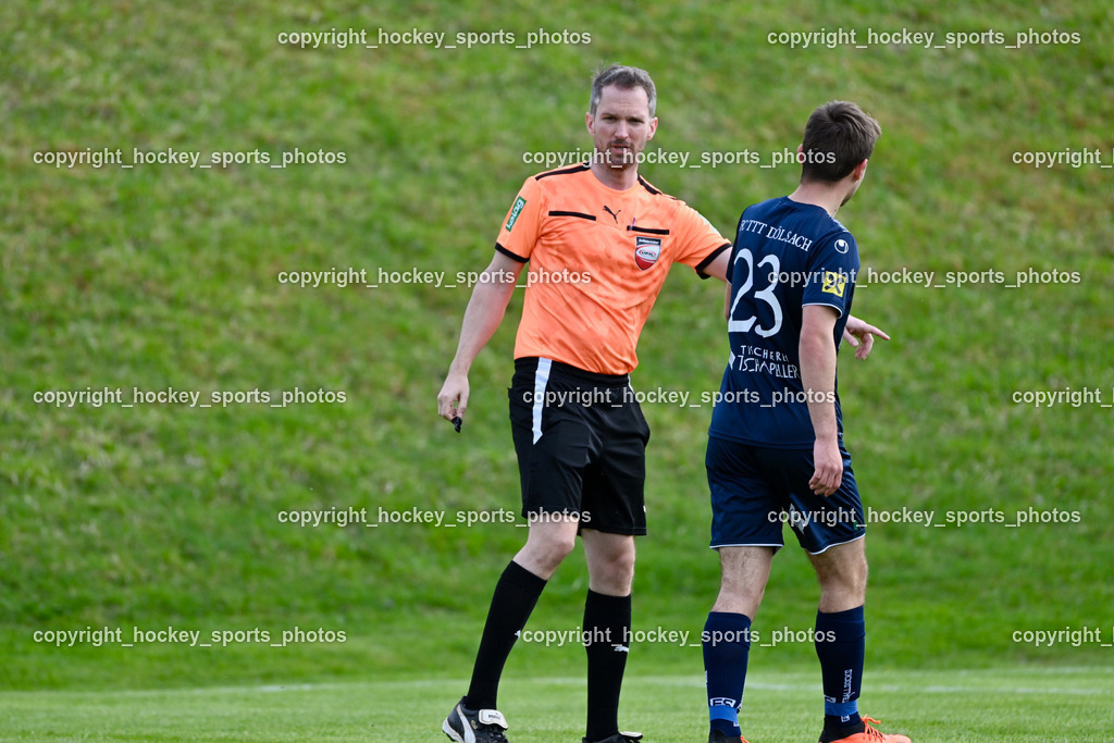 FC Faakersee vs. FC Dölsach | Thomas Wieser Referee, #23 Marcel Linder FC Dölsach, FC Faakersee vs. FC Dölsach, FC Faakersee vs. FC Dölsach am 20.04.2025 in Finkenstein (Sportplatz Finkenstein), Austria, (Photo by Bernd Stefan)