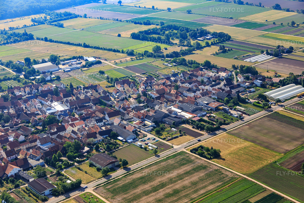 Luftbild: Hauptstr in Zeiskam im Bundesland Rheinland-Pfalz in Deutschland. Foto: IMG_080980.jpg vom 14.06.2015 durch Werner Riehm/FLY-FOTO.de