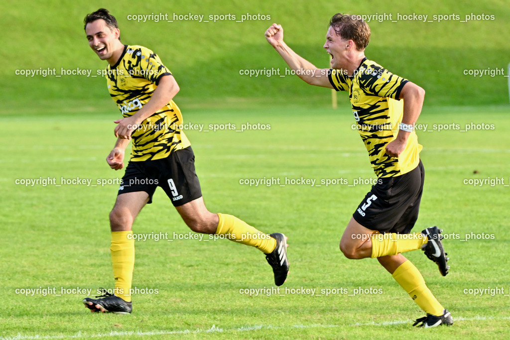 FC Faakersee vs. Rapid Lienz  | #9 Thomas Unterguggenberger FC Faakersee, #5 Cajetan Maria Thaddäus Kolig FC Faakersee, FC Faakersee vs. Rapid Lienz , FC Faakersee vs. Rapid Lienz  am 04.08.2024 in Faakersee (Sportplatz Faakersee), Austria, (Photo by Bernd Stefan)