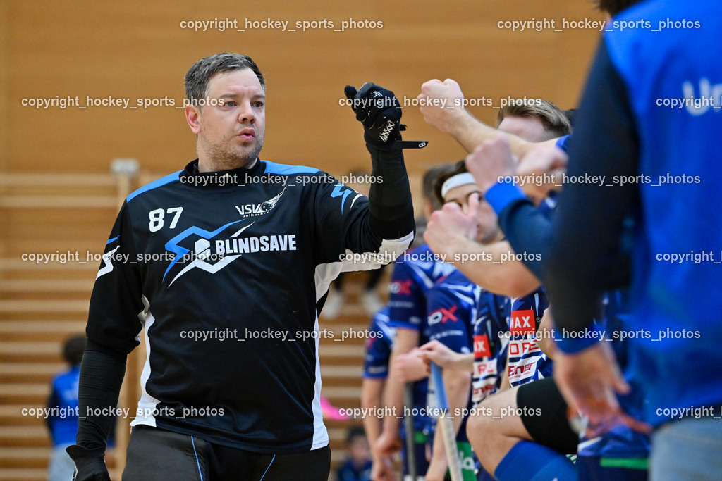 VSV Unihockye vs. KAC Floorball | #87 Timmo Taurer VSV Unihockey, VSV Unihockye vs. KAC Floorball, VSV Unihockye vs. KAC Floorball am 13.04.2025 in Villach (Ballspielhalle St. Martin), Austria, (Photo by Bernd Stefan)