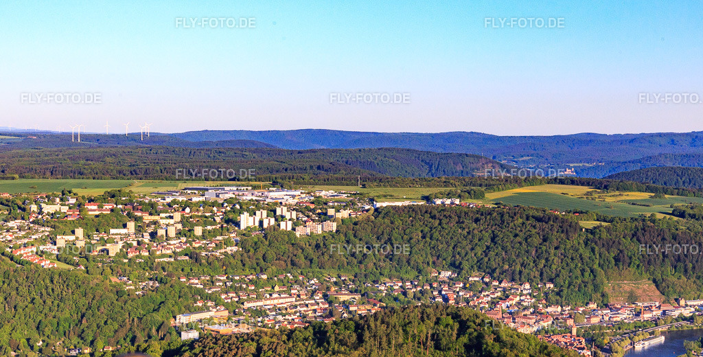 Ortsansicht aus Osten am Morgen | Luftbild: Ortsansicht aus Osten am Morgen im Ortsteil Eichel in Wertheim im Bundesland Baden-Württemberg in Deutschland. Foto: IMG_146668.jpg vom 11.05.2025 durch Werner Riehm/FLY-FOTO.de - Realisiert mit Pictrs.com