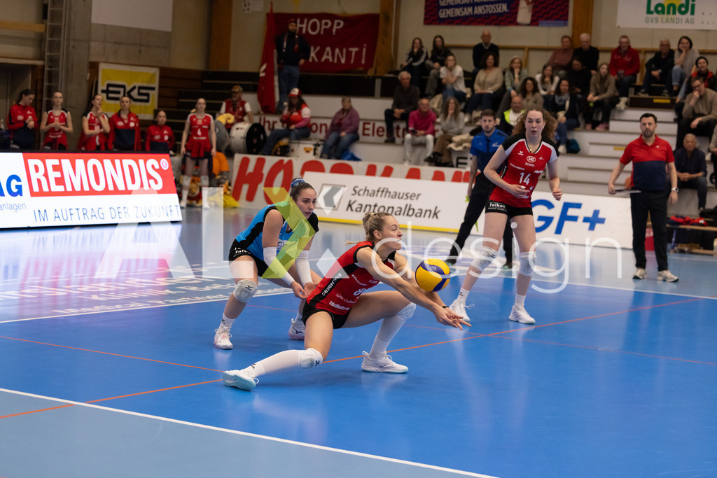 Volleyball I Frauen I Saison 2025-2026 I Volleyball NLA | Women I 1/2 Finals I  VC Kanti Schaffhausen - Sm'Aesch Pfeffingen I 18.03.2026 | 8 Lina-Marie Lieb (DE) (VC Kanti Schaffhausen) – Aussen - Realisiert mit Pictrs.com