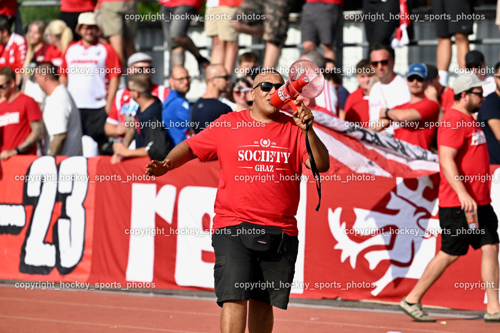 ATUS Velden vs. GAK | Besucher Stadion Lind, GAK Fans, ATUS Velden vs. GAK, ATUS Velden vs. GAK am 26.07.2024 in Villach (Stadion Lind), Austria, (Photo by Bernd Stefan)