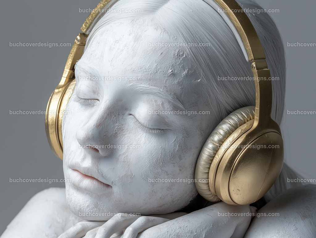 Gesicht einer Frau mit Kopfhörer (198) | white woman face wear a golden headphone and hold it with her hands, see the face - close up - studio light - vivid colors - high detail - realistic - photo - sureal --chaos 5 --ar 4:3 --stylize 50 --weird 100 --v 6.1 Job ID: ff6cf4d9-d363-440d-8ac5-0510339246ed