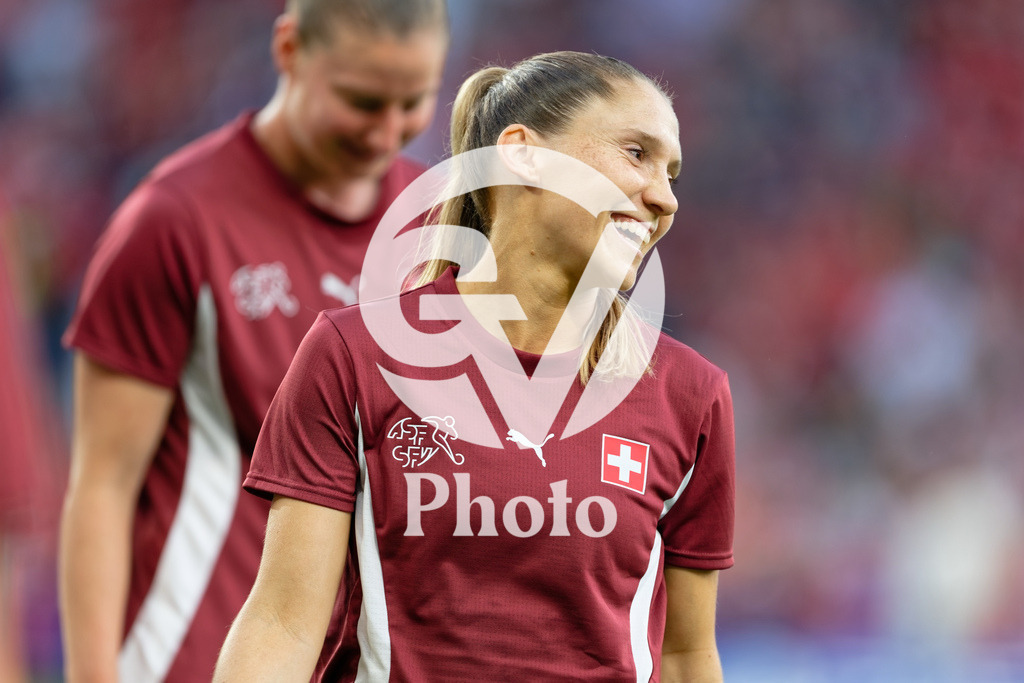 Spain v Switzerland - UEFA Women's EURO 2025 Quarter-Final | BERN, SWITZERLAND - JULY 18: Sandrine Mauron of Switzerland  during warm-up priot the UEFA Women's EURO 2025 Quarter-Final match between Spain v Switzerland at Stadion Wankdorf on July 18, 2025 in Bern, Switzerland. (Photo by Giuseppe Velletri/Sports Press Photo/Getty Images)