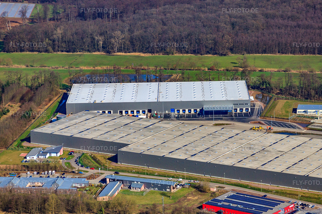 Luftbild: Gewerbegebiet Horst, ZUFALL Logistics group und STS-Group im Ortsteil Minderslachen in Kandel im Bundesland Rheinland-Pfalz in Deutschland. Foto: IMG_38325.jpg vom 20.03.2011 durch Werner Riehm/FLY-FOTO.de