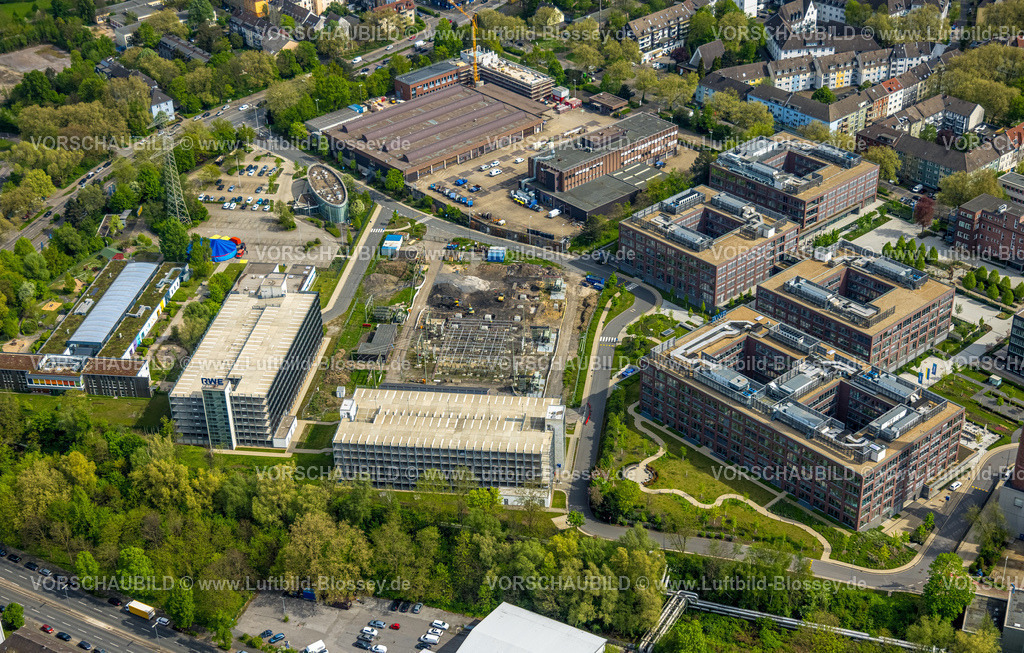 Essen240400577 | Luftbild, RWE AG am RWE Platz mit Baustelle, Nordviertel, Essen, Ruhrgebiet, Nordrhein-Westfalen, Deutschland