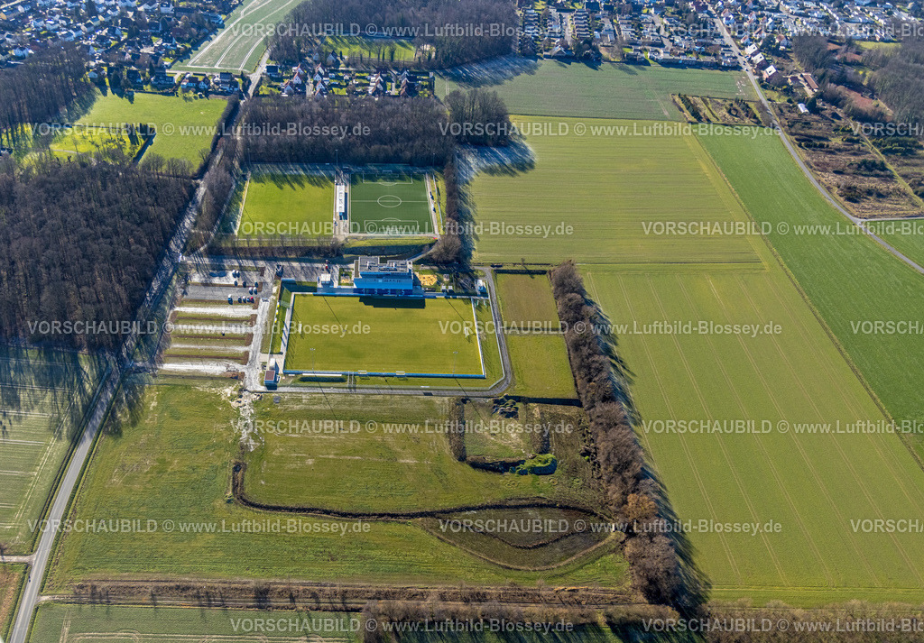 Hamm230205026 | Luftbild, Neubau Sportplatz mit Tribünen sowie Vereinsgebäude mit Sport-Kindertagesstätte, An der Lohschule, Rhynern, Hamm, Ruhrgebiet, Nordrhein-Westfalen, Deutschland