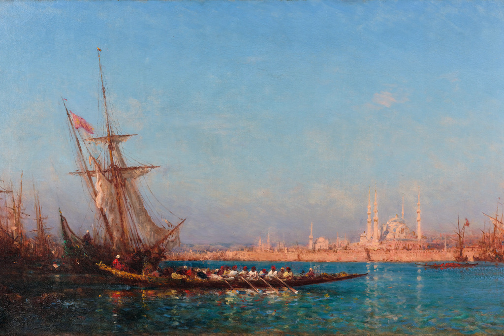 2502001 - Felix Ziem - Ansicht von Istanbul | Moderne Wandbilder auf Leinwand, Acylglas, Alu-Dibond oder als Poster. Tauchen Sie ein in die Welt KI-generierter Kunstwerke - entdecken Sie hochwertige Kunstdrucke unserer Gemälde, Illustrationen und fotorealistischen Motive.