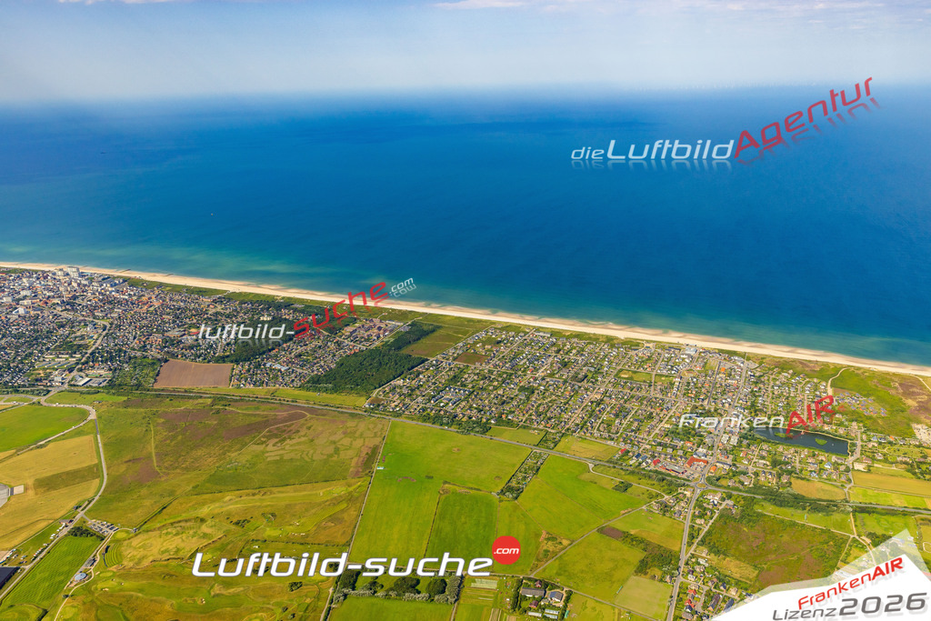 Luftaufnahme Westerland Sylt - Die Luftaufnahme wurde 2025 vom UL-Flugzeug heraus erstellt ( ohne Drohne ) - Hochauflösende Luftaufnahme - für professionelle Ausdrucke geeignet. Die Geschenkidee !Mit Lizenz und Bildrechte bestellbar
