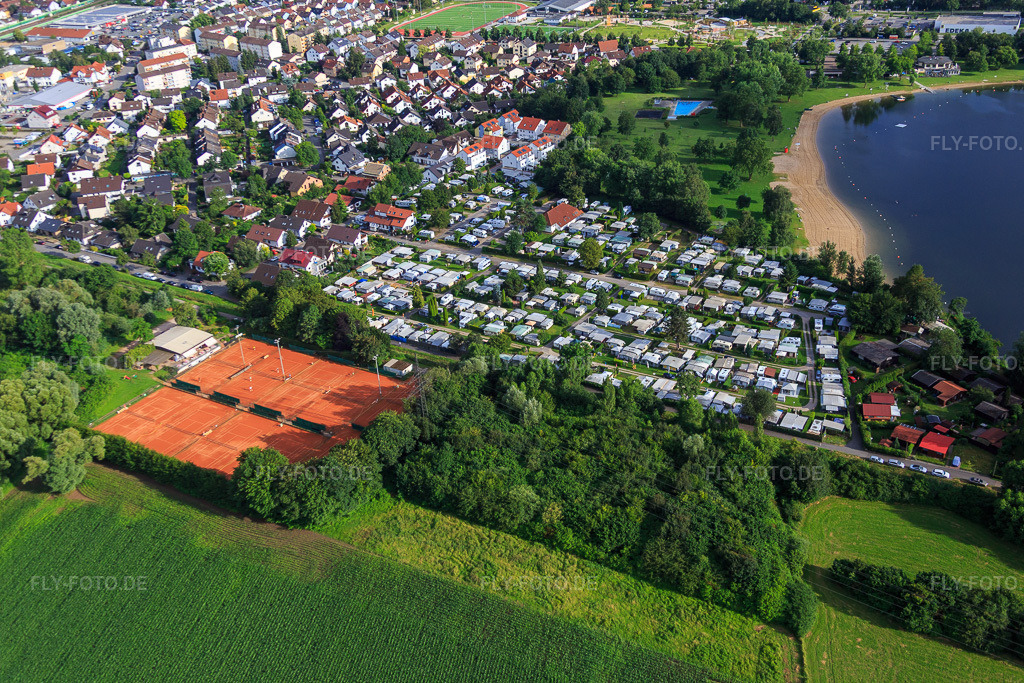 Luftbild: Tennisclub 1965 Hemsbach e.V. und Campingplatz Wiesensee in Laudenbach im Bundesland Baden-Württemberg in Deutschland.Foto: IMG_090659.jpg vom 04.07.2016 durch Werner Riehm/FLY-FOTO.deHeart handshakeWWW.CAMPING-WIESENSEE.DE