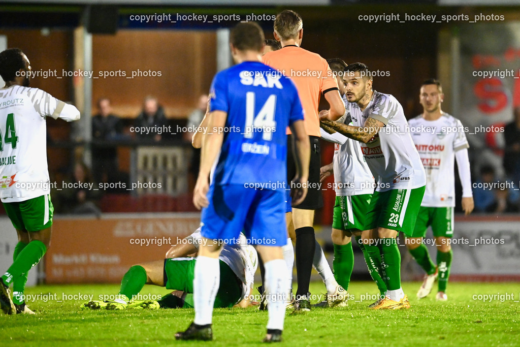 SAK vs. SV Donau  | #23 Amer Krcic SV Donau, #18 Darko Zec SV Donau, #14 Boyo Jarjue SV Donau, SAK vs. SV Donau , SAK vs. SV Donau  am 27.09.2024 in Klagenfurt (Sportpark Welzenegg), Austria, (Photo by Bernd Stefan)