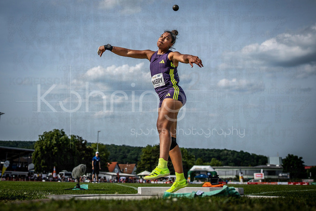 61. Internationales Pfingstsportfest; Rehlingen-Siersburg, 24.05.2026 | REHLINGEN , GERMANY - MAY 24: Yemisi Mabry (GER/MTG Mannheim) during the spot put of the 61. Internationales Pfingstsportfest on 24.05.2026 at the  Bungertstadion in Rehlingen-Siersburg (Saarland / Deutschland).