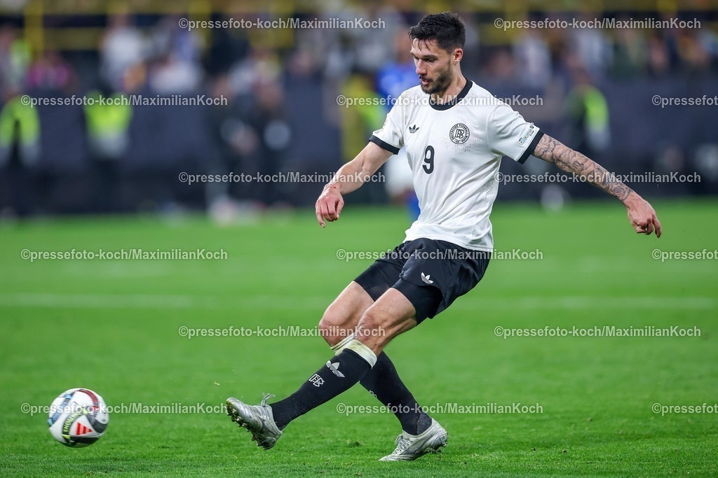 DFB23032502222 | 23.03.2025, Fußball, Viertelfinale UEFA Nations League, Deutschland - Italien, Signal Iduna Park, Saison 2024 2025: Tim Kleindienst (GER #09) DFB regulations prohibit any use of photographs as image sequences and or quasi-video.