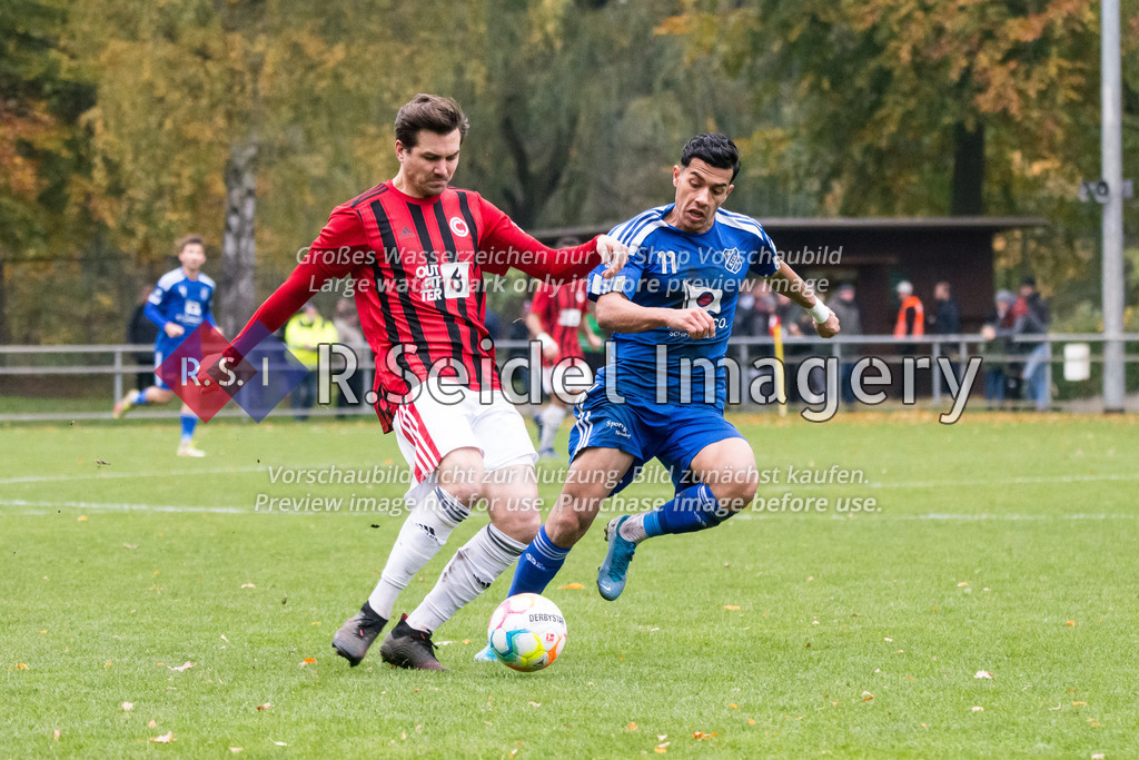 Fußball, Saison 2022/23, Oberliga Hamburg, WTSV Concordia Hamburg - Niendorfer TSV, Sportpark Hinschenfelde (Hamburg), 13.11.2022, 19. Spieltag | Steven Kröner (#5, Concordia), Amir Ahmadi (#11, NTSV)