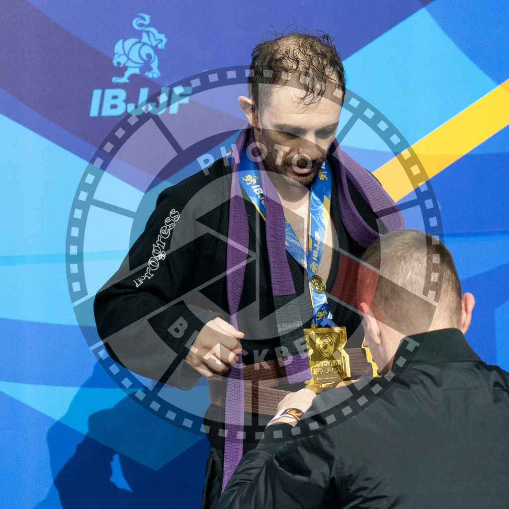 20240125PBB00401 | Fighters compete during the sixth day of the Brazilian Jiu-jitsu European Championship of the IBJJF in Paris, France, on January 25, 2024.