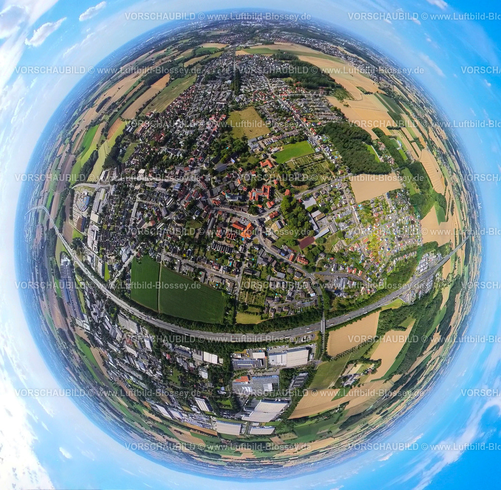 Hamm20220803_1Rhynern | Luftbildaufnahmen, Fischaugenbild, von Rhynerne Mitte mit der angrenzenden Autobahn  Ruhrgebiet, ,