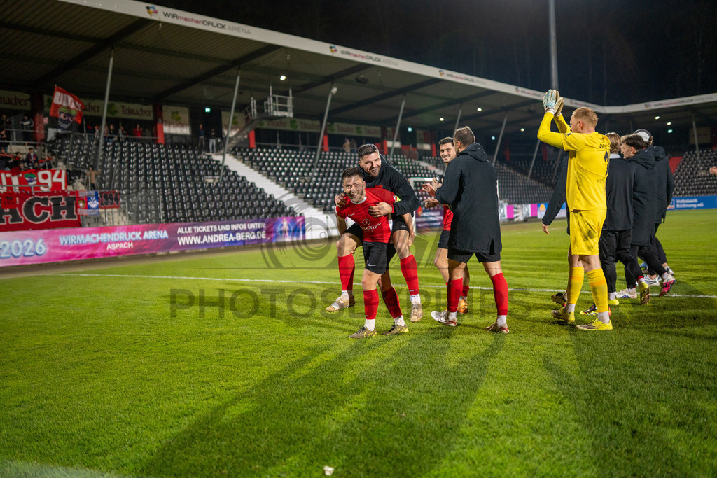 SG Sonnenhof Grossaspach vs. TSV Steinbach Haiger, Fussball, Regionalliga Suedwest, 25. Spieltag, 20.03.2026 | Marius Kunde (SG Sonnenhof Großaspach, #16) und Michael Kleinschrodt (SG Sonnenhof Großaspach, #11),SG Sonnenhof Grossaspach vs. TSV Steinbach Haiger, Fussball, Regionalliga Suedwest, 25. Spieltag, 20.03.2026Foto: photosbyphips/Philip Ziegler
