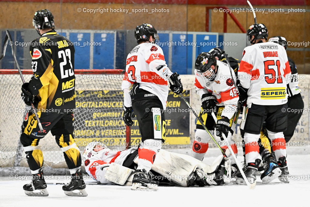 EC MET PHOTOVOLTAIK HORNETS SPITTAL vs. EV ZELTWEG MURTAL LIONS | #23 Sodja Urban EC Hornets Spittal, #88 Mocher Paul EV ZELTWEG MURTAL LIONS, #13 Schiech Thomas EV ZELTWEG MURTAL LIONS, #51 Dudas Michal EV ZELTWEG MURTAL LIONS, #48 Stolz Stefan EV ZELTWEG MURTAL LIONS, EC MET PHOTOVOLTAIK HORNETS SPITTAL vs. EV ZELTWEG MURTAL LIONS, EC MET PHOTOVOLTAIK HORNETS SPITTAL vs. EV ZELTWEG MURTAL LIONS am 08.02.2026 in Spittal an der Drau (Eissportzentrum Spittal), Austria, (Photo by Bernd Stefan)
