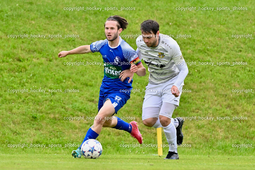 ASKÖ Köttmannsdorf vs. SV Dellach Gail | #23 Maximilian Wastian Dellach Gail, #17 Stephan Borovnik ASKÖ Köttmannsdorf, ASKÖ Köttmannsdorf vs. SV Dellach Gail, ASKÖ Köttmannsdorf vs. SV Dellach Gail am 15.05.2024 in Köttmannsdorf (Sportplatz Köttmannsdorf), Austria, (Photo by Bernd Stefan)