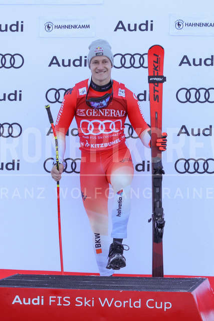 Audi FIS Ski World Cup: Men’s Slalom – Hahnenkamm Race, Kitzbuehel | Kitzbuehel, Austria, 25.Jan.26 - Alpine Skiing - FIS World Cup, Hahnenkamm Race, Slalom, men. The image shows ODERMATT Marco (SUI, Stoeckli) first place.