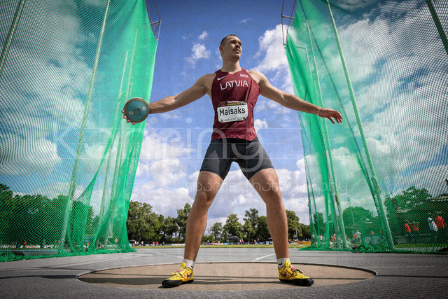 Juniorengala 2026; Mannheim, 14.06.2026 | MANNHEIM, GERMANY - JUNE 14, 2026 : Adrians Maisaks (LAT/Latvia) competing in the men’s U20 discus throw during the Juniorengala 2026 at Michael-Hoffmann-Stadion on June 14, 2026 in Mannheim, Germany.