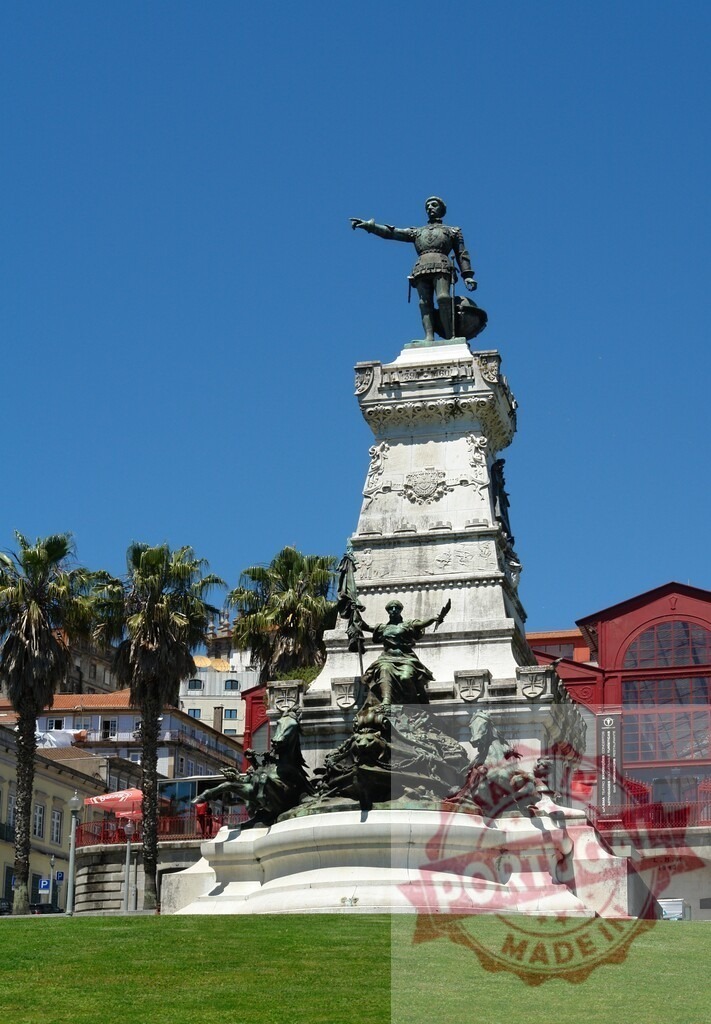 Prince Henry the Navigator monument exploring Porto history. Porto - Portugal | Prince Henry the Navigator monument standing in a park in Porto, Portugal on a sunny day - Realized with Pictrs.com