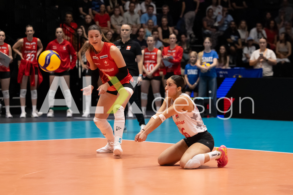 Austria v Switzerland - CEV European League Women | KRIENS, SWITZERLAND - JUNE 14: FABIANA MOTTIS of Switzerland defending during the CEV European League match between Austria and Switzerland at Pilatus Arena on June 14, 2026 in Kriens, Switzerland. - Realisiert mit Pictrs.com