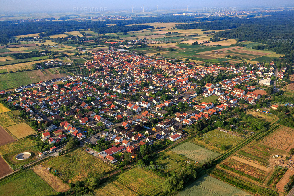 Luftbild: Siedlungstr in Zeiskam im Bundesland Rheinland-Pfalz in Deutschland. Foto: IMG_080605.jpg vom 12.06.2015 durch Werner Riehm/FLY-FOTO.de