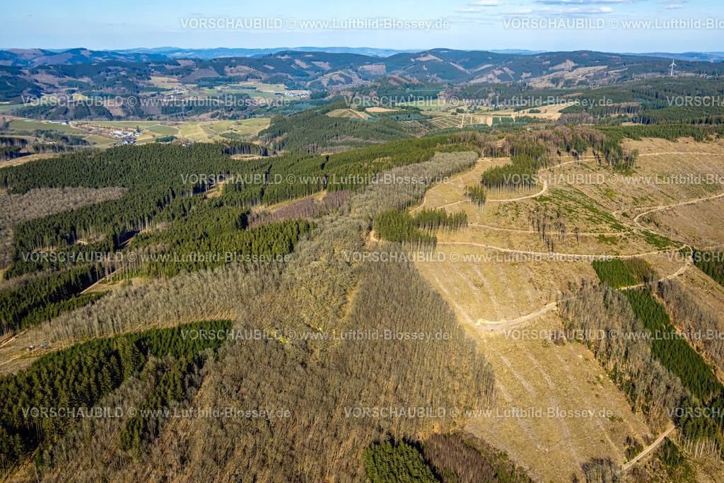 Kirchhundem250308959Albaum_AlbaumerKlippen | Luftbild, Albaumer Klippen, Felsgruppe im Naturschutzgebiet NSG, Albaum, Kirchhundem, Sauerland, Nordrhein-Westfalen, Deutschland