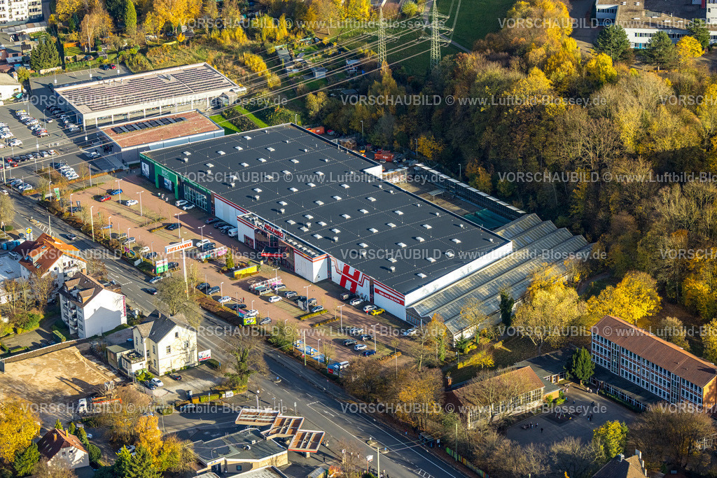 Hagen251102818 | Luftbild, Hellweg Baumarkt, BOC Fahrradhandel, Boele, Hagen, Ruhrgebiet, Nordrhein-Westfalen, Deutschland