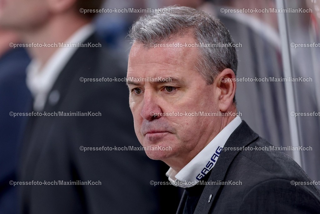 DEG12012501022 | 12.01.2025, Eishockey, Penny DEL, Düsseldorfer EG - Eisbären Berlin, PSD-BANK Dome: Cheftrainer Serge Aubin (Eisbären Berlin #) auf der Spielerbank