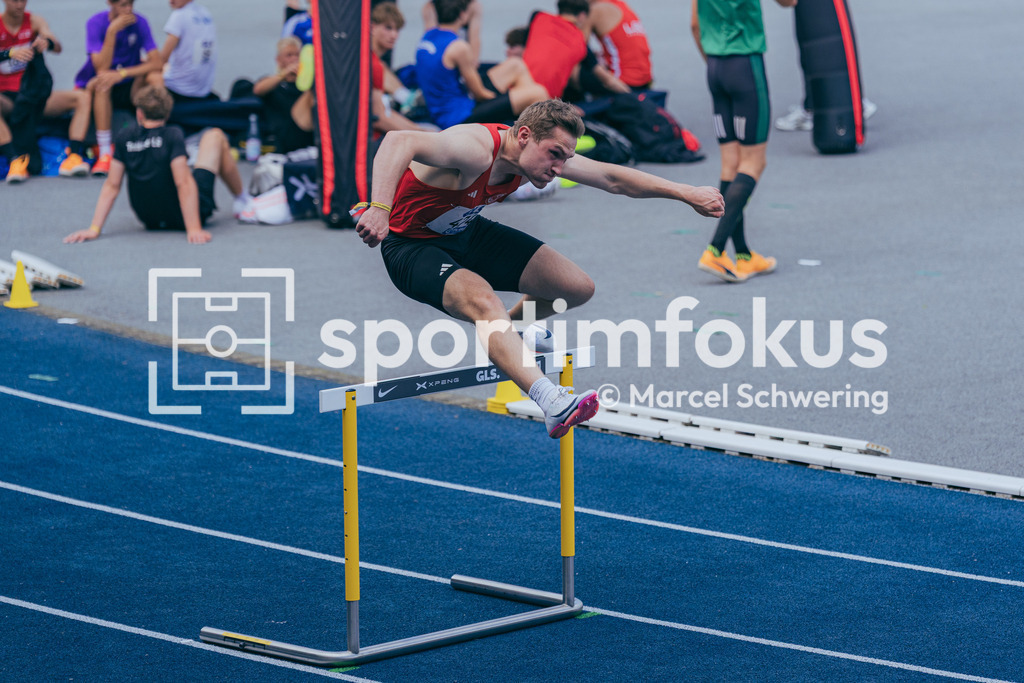 DM U23 U18 Bochum 2026 | Erik Schmerler (Eintracht Frankfurt e.V.), Startnummer 474, 400 Meter Hürden, Deutsche Meisterschaften der U18 &amp; U23 2026, Lohrheidestadion Bochum-Wattenscheid, 04.07.2026 Foto: Marcel Schwering / sportimfokus - Realisiert mit Pictrs.com