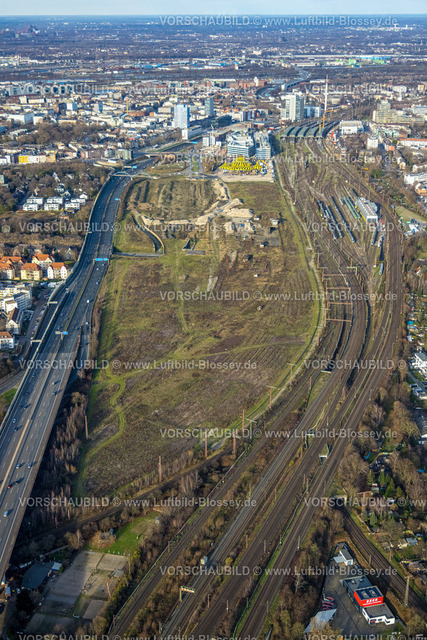 Duisburg230100558 | Luftbild, Baugebiet Alter Güterbahnhof für "Duisburger Dünen", Zirkus Flic Flac, Dellviertel, Duisburg, Ruhrgebiet, Nordrhein-Westfalen, Deutschland