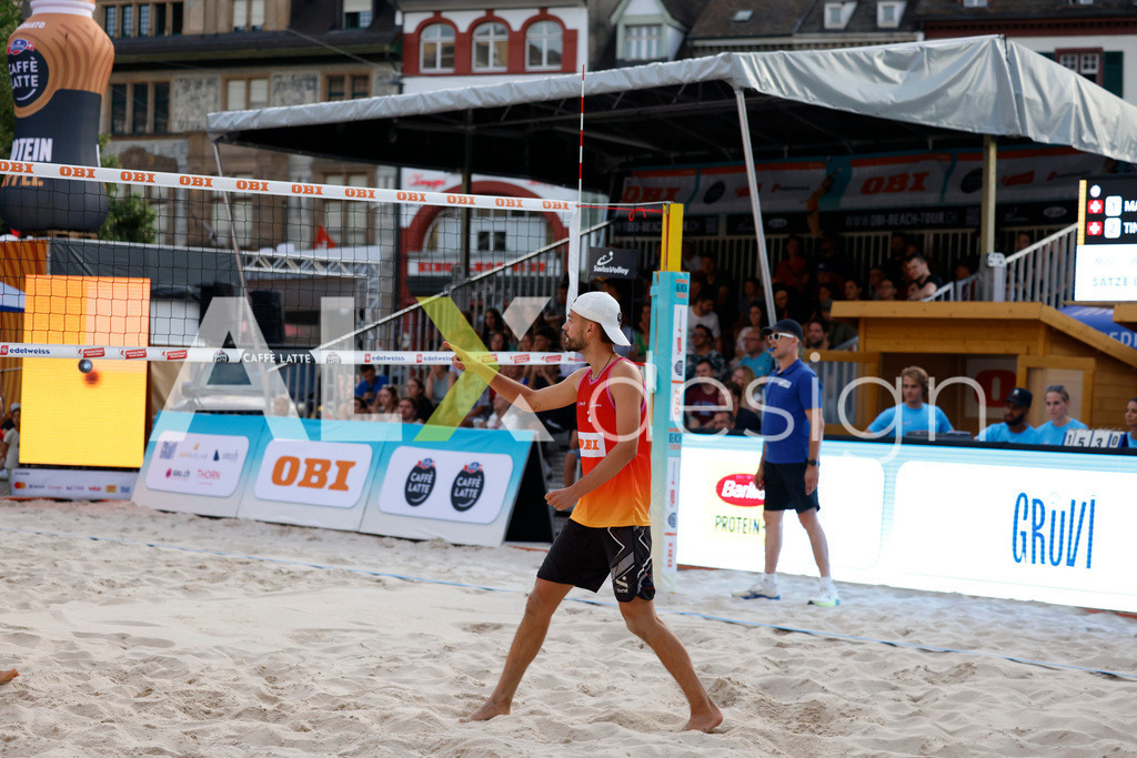 Obi BeachTour 2026 - Basel | BASEL, SWITZERLAND - JULY 18: TINKO SCHNEGG (SUI) during the Obi BeachTour 2026 match between MASSEREY / SCHNEGG (SUI) and BREER / KÄLIN (SUI) at Barfüsserplatz on July 18, 2026 in Basel, Switzerland. - Realisiert mit Pictrs.com