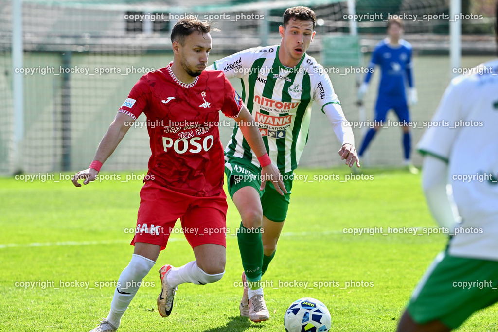 SV Donau Klagenfurt vs. SAK | #9 Sinan Samardzic SAK, #39 Marko Latincic SV Donau,  SV Donau Klagenfurt vs. SAK, SV Donau Klagenfurt vs. SAK am 11.04.2026 in Klagenfurt (Sportplat Donau ), Austria, (Photo by Bernd Stefan)