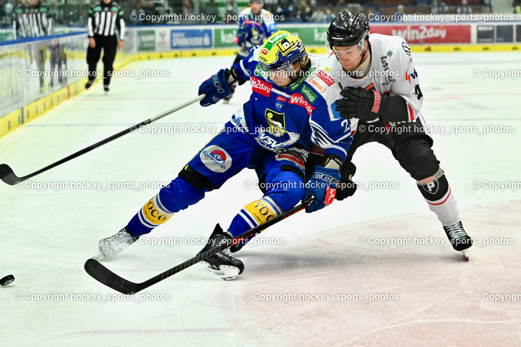 EC IDM Wärmepumpen VSV vs. Pioneers Vorarlberg | #22 Nikita Scherbak EC VSV, #4 Ramon Schnetzer Pioneers Vorarlberg, EC IDM Wärmepumpen VSV vs. Pioneers Vorarlberg, EC IDM Wärmepumpen VSV vs. Pioneers Vorarlberg am 03.10.2025 in Villach (Stadthalle Villach), Austria, (Photo by Bernd Stefan)