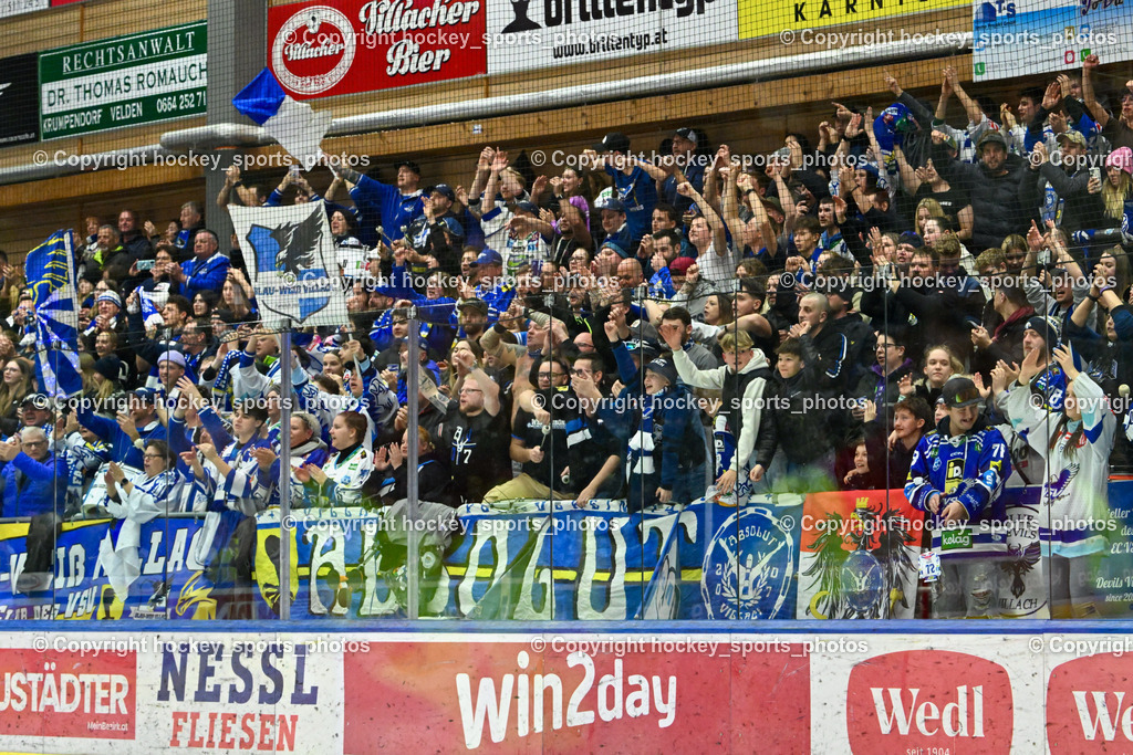EC VSV vs. HC Bozen 16.2.2024 | EC VSV Fans, Absolut Villach, EC VSV vs. HC Bozen 16.2.2024, EC VSV vs. HC Bozen 16.2.2024 am 16.02.2024 in Villach (Stadthalle Villach), Austria, (Photo by Bernd Stefan)