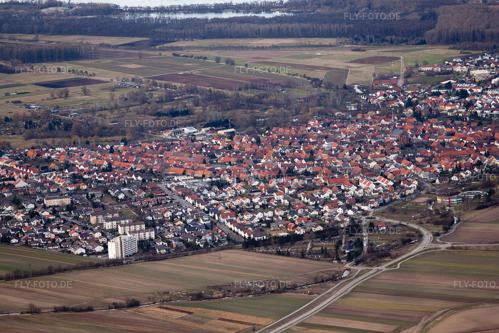 Luftbild: Graben Süd im Ortsteil Graben in Graben-Neudorf im Bundesland Baden-Württemberg in Deutschland. Foto: IMG_24600.jpg vom 27.02.2010 durch Werner Riehm/FLY-FOTO.de